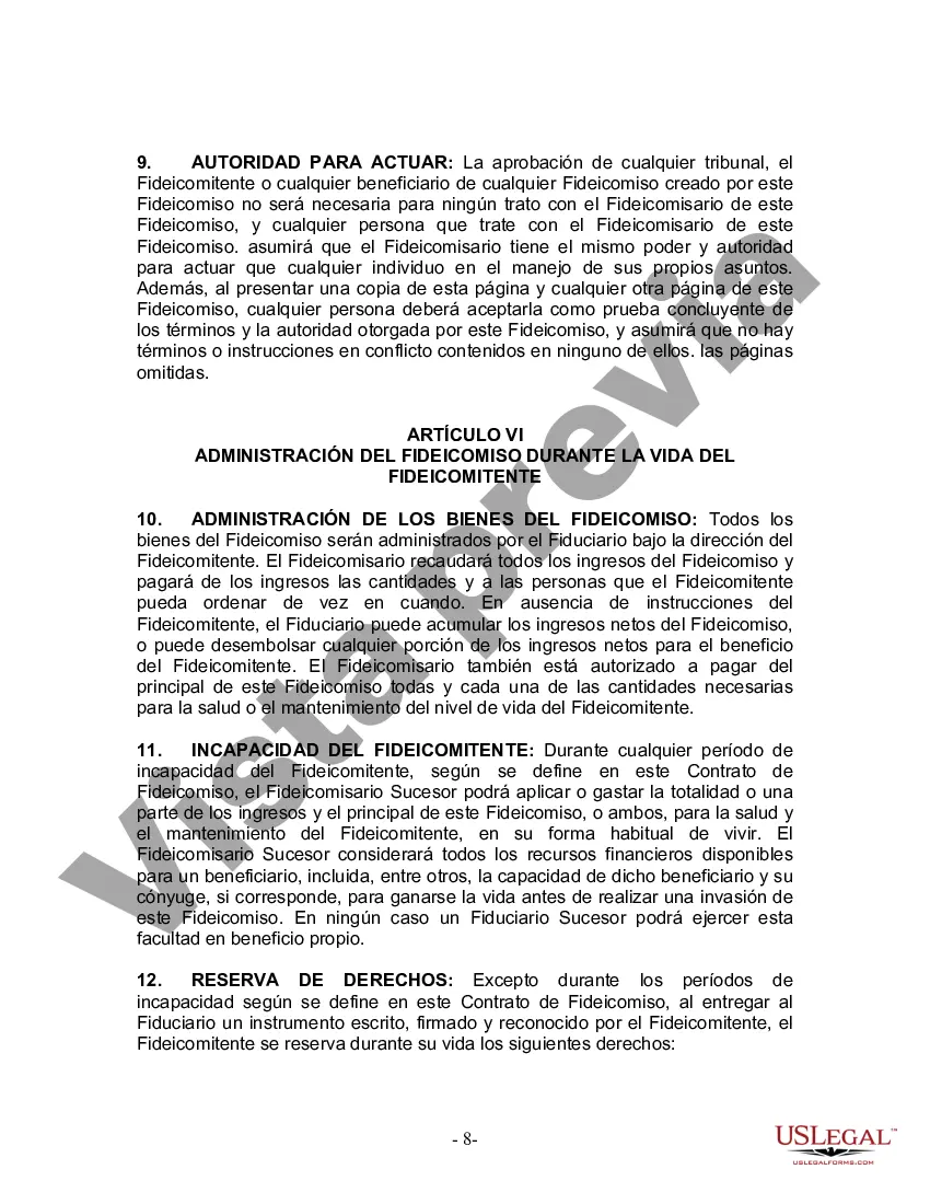 Preview Fideicomiso en vida para esposo y esposa sin hijos