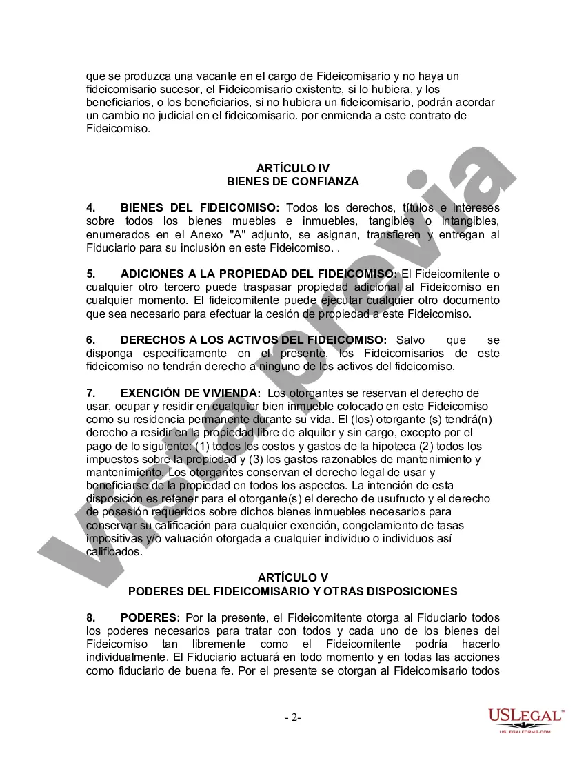 Preview Fideicomiso en Vida para Individuos Solteros, Divorciados o Viudos o Viudos sin Hijos