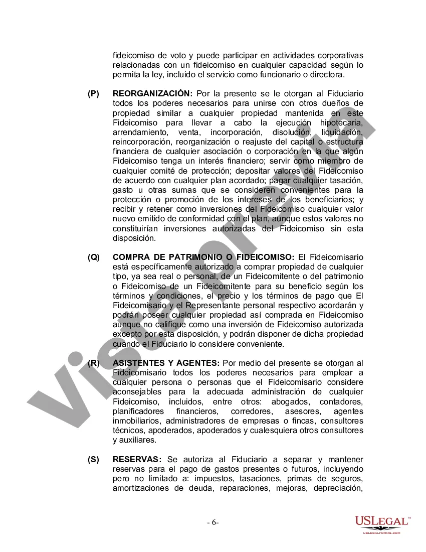 Preview Fideicomiso en Vida para Individuos Solteros, Divorciados o Viudos o Viudos sin Hijos