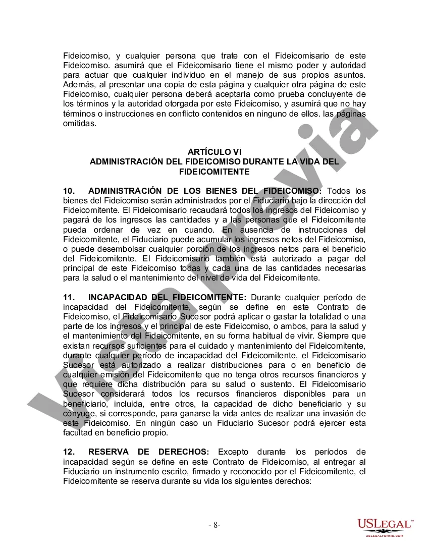 Preview Fideicomiso en Vida para Individuos Solteros, Divorciados o Viudos o Viudos sin Hijos
