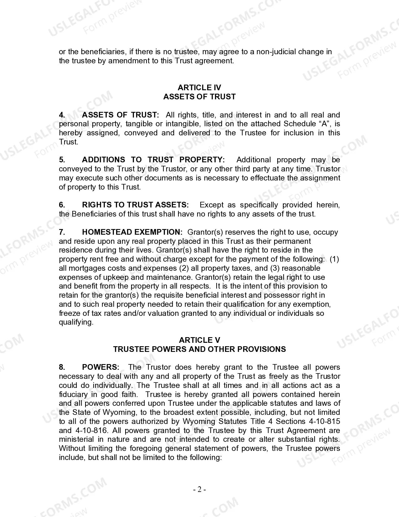 Preview Living Trust for Individual Who is Single, Divorced or Widow or Widower with No Children