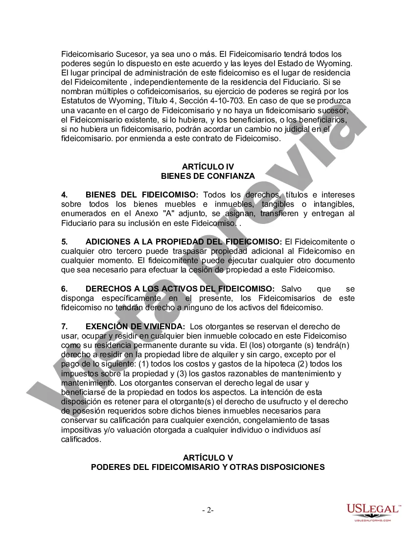 Preview Fideicomiso en Vida para Individuos Solteros, Divorciados o Viudos o Viudos con Hijos
