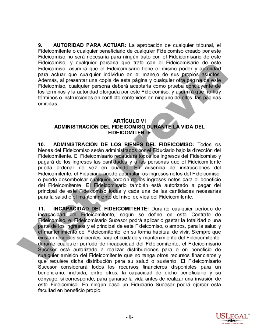 Preview Fideicomiso en Vida para Individuos Solteros, Divorciados o Viudos o Viudos con Hijos