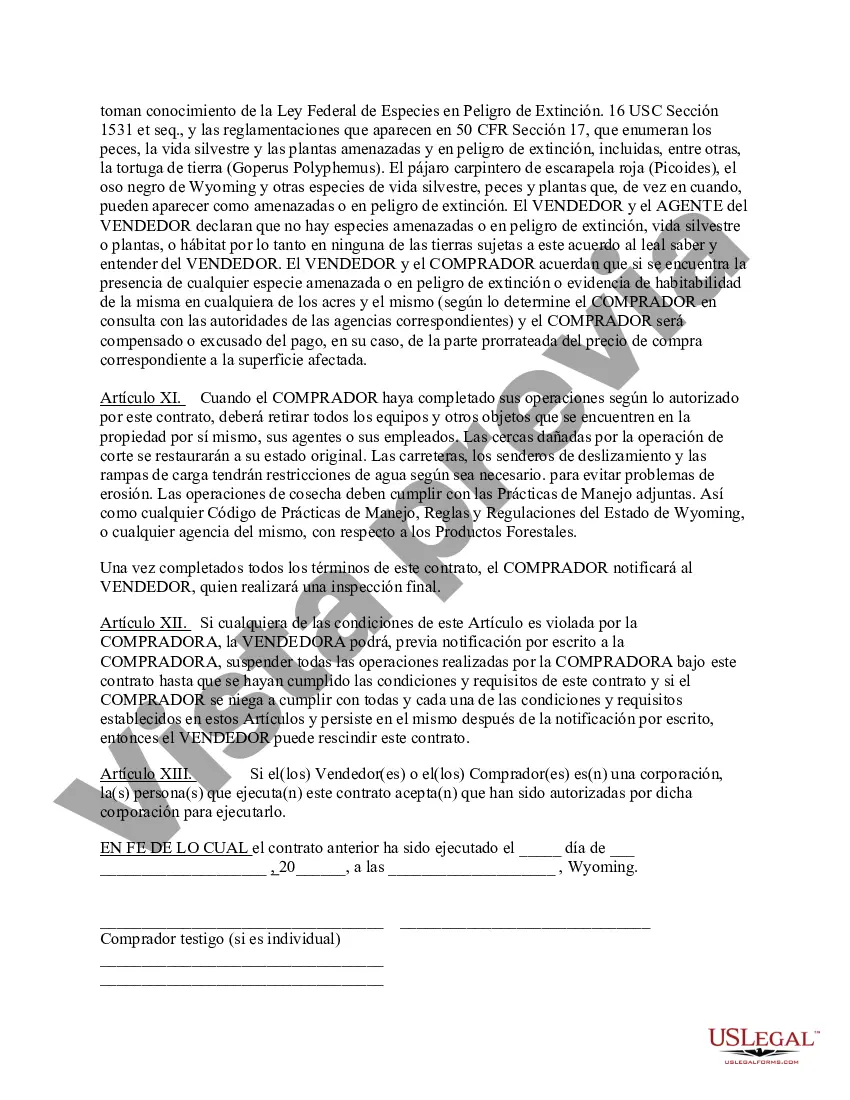 Preview Contrato de venta de madera de productos forestales de Wyoming