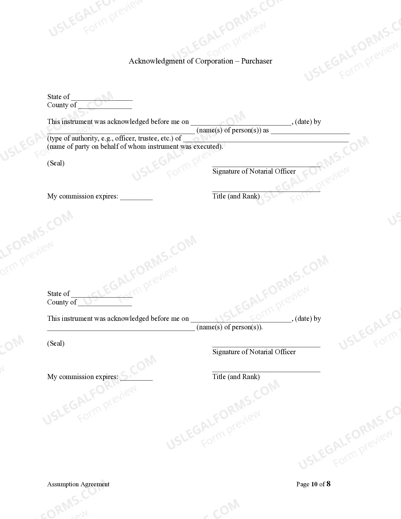Preview Assumption Agreement of Mortgage and Release of Original Mortgagors