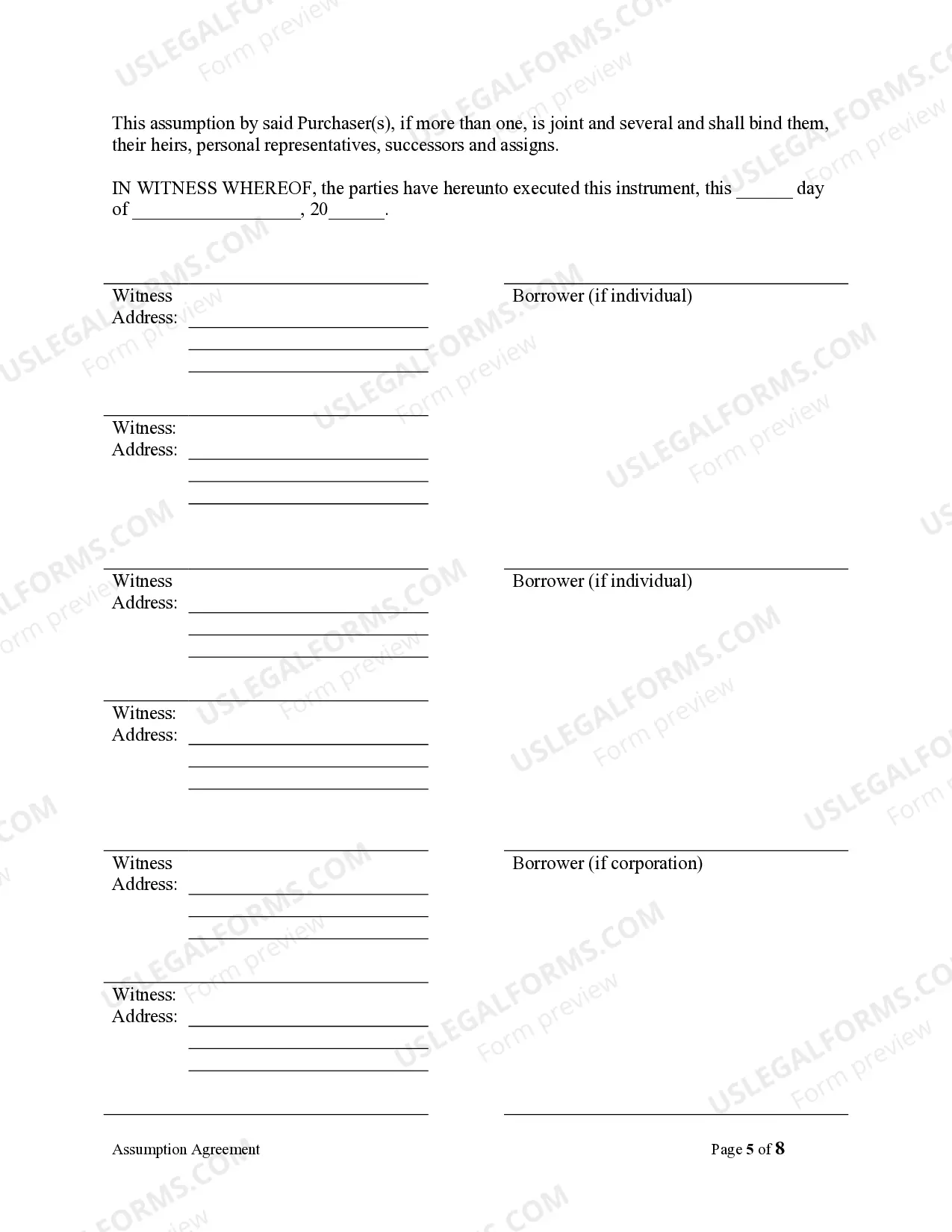 Preview Assumption Agreement of Mortgage and Release of Original Mortgagors
