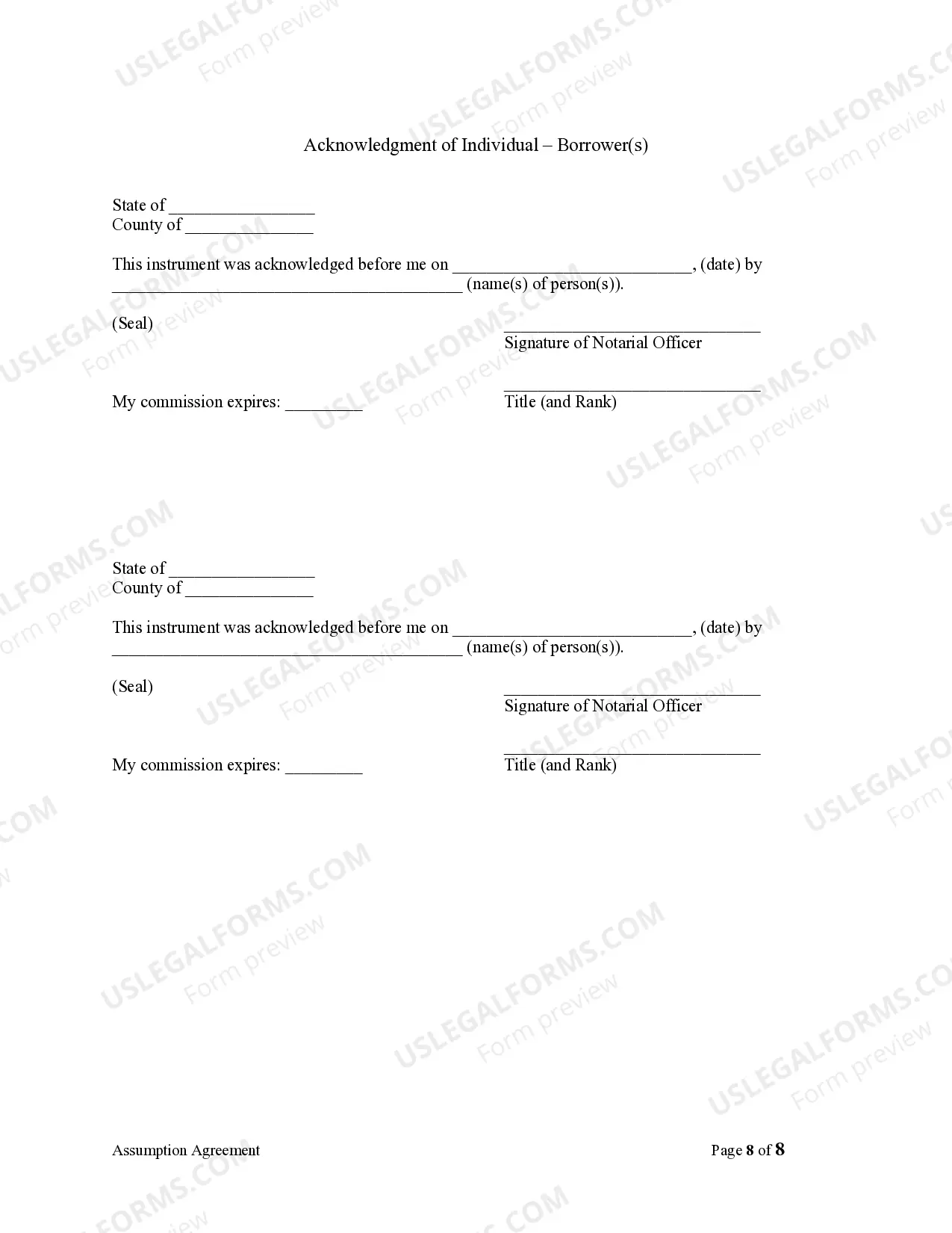 Preview Assumption Agreement of Mortgage and Release of Original Mortgagors