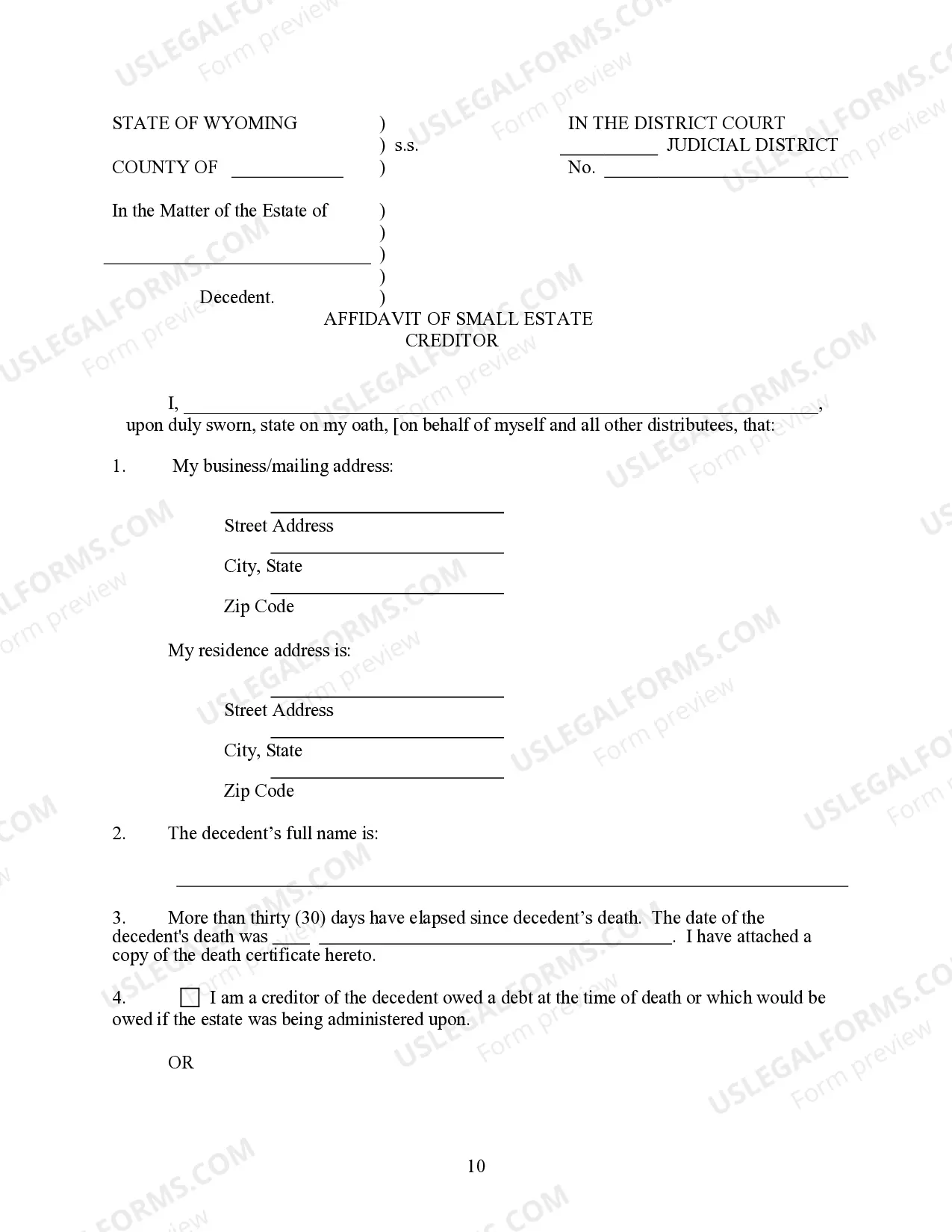 Preview Small Estate Heirship Affidavit for Estates under 200,000