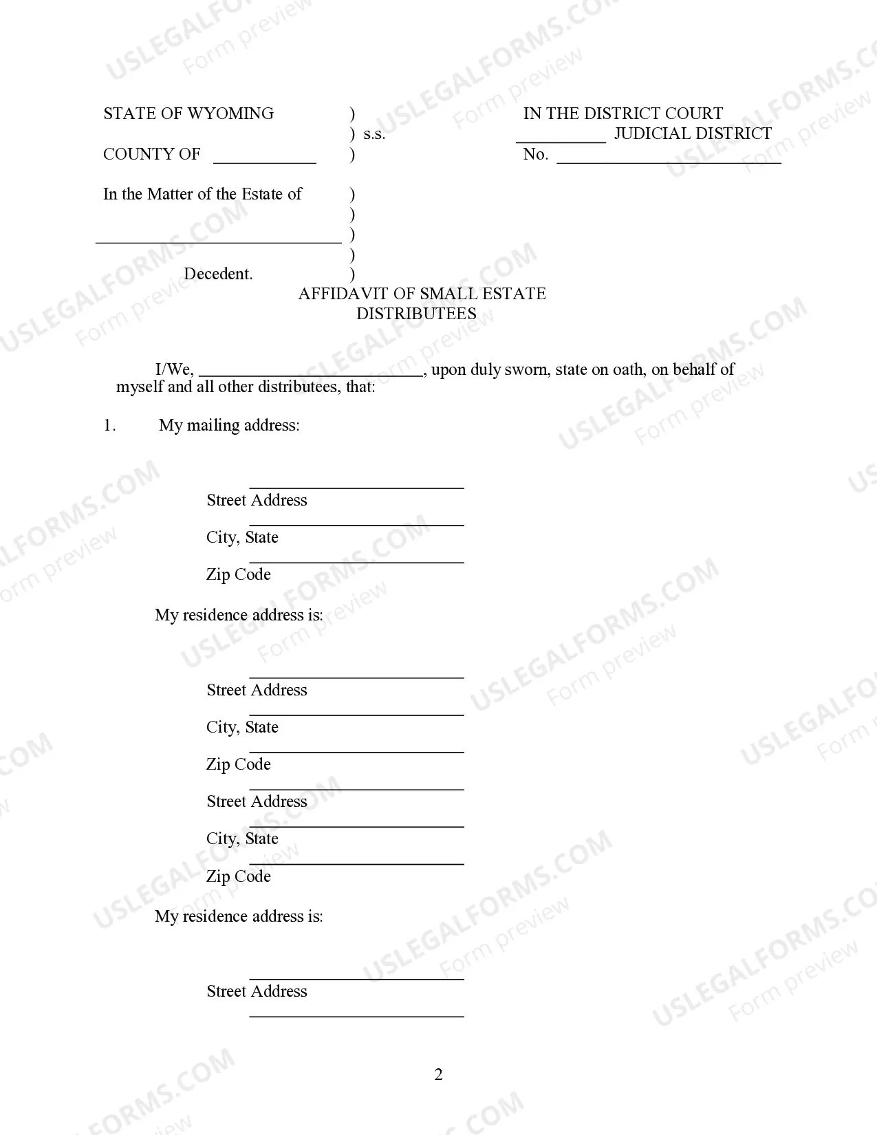 Preview Small Estate Heirship Affidavit for Estates under 200,000
