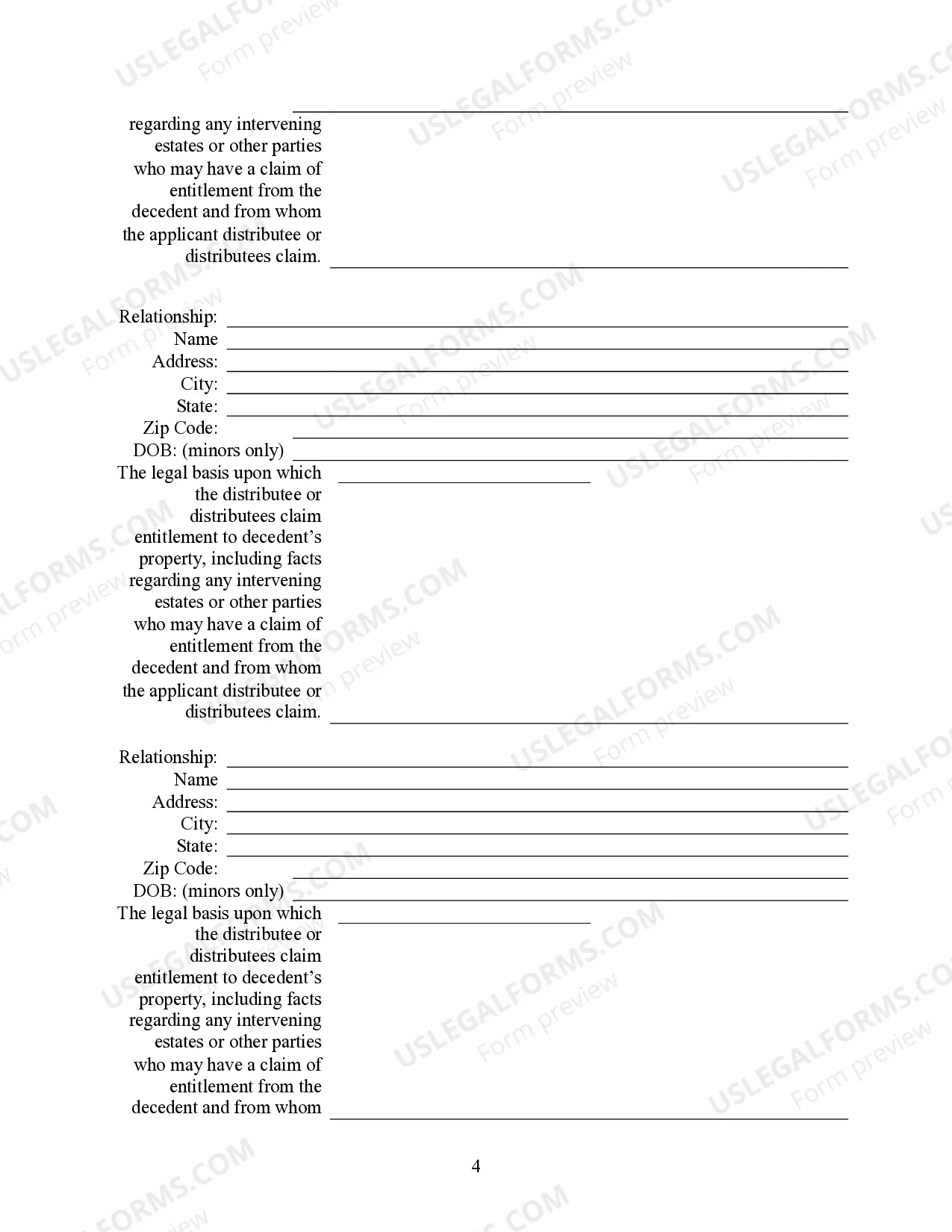 Preview Small Estate Heirship Affidavit for Estates under 200,000