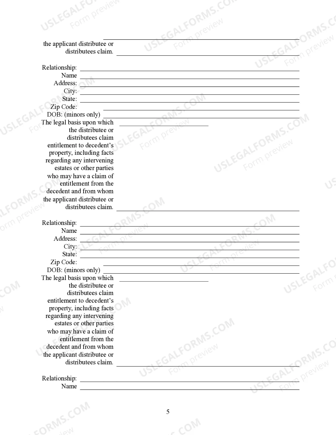 Preview Small Estate Heirship Affidavit for Estates under 200,000