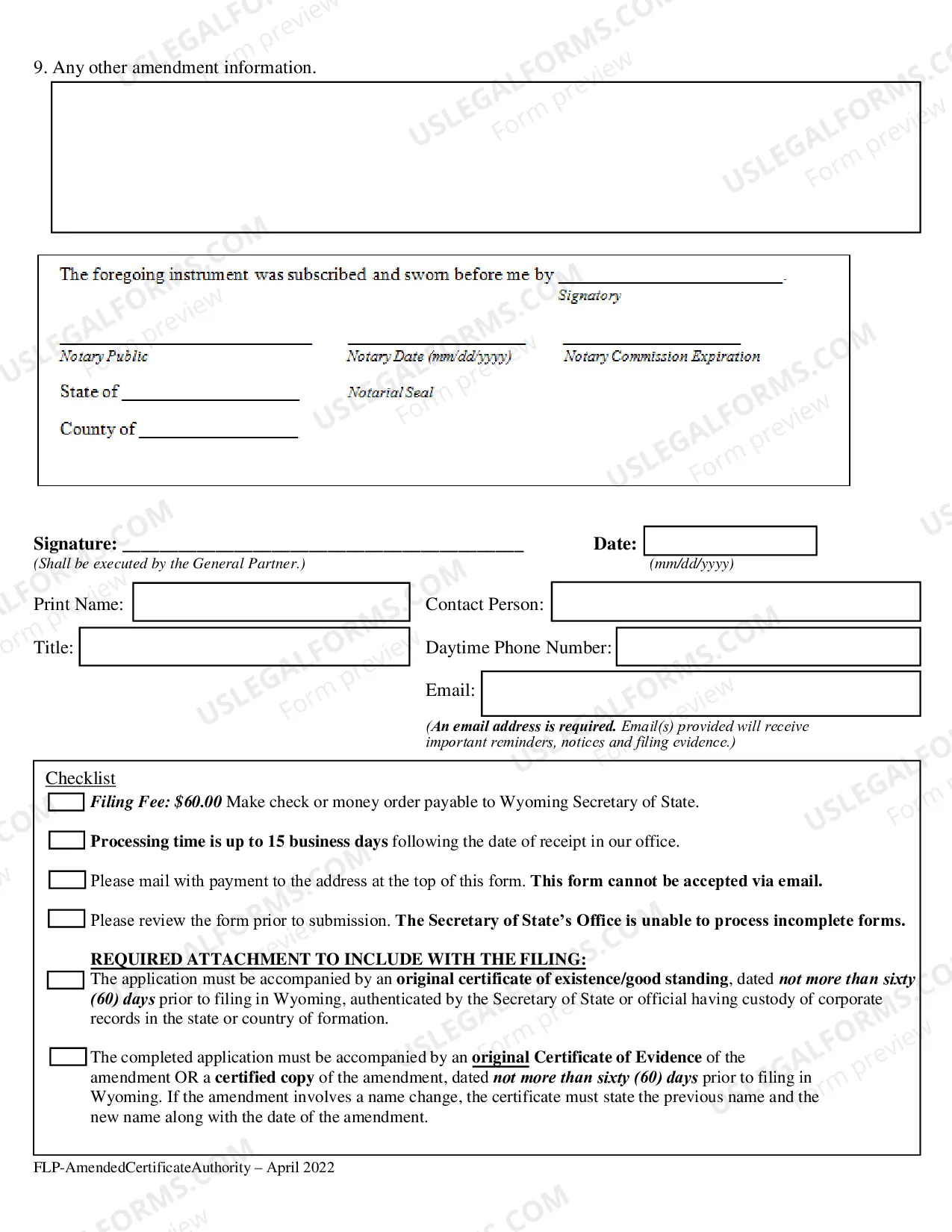Preview Amendment to Certificate