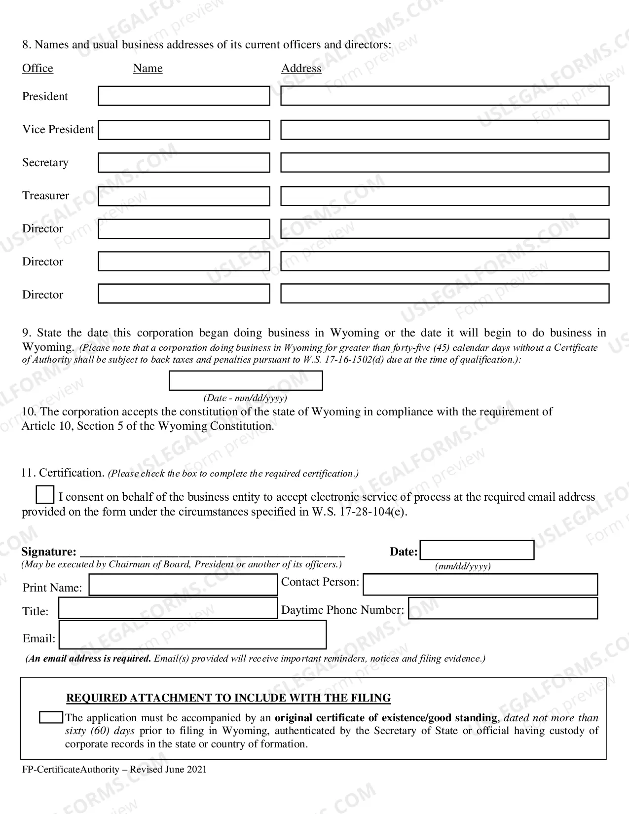 Preview Certificate of Authority