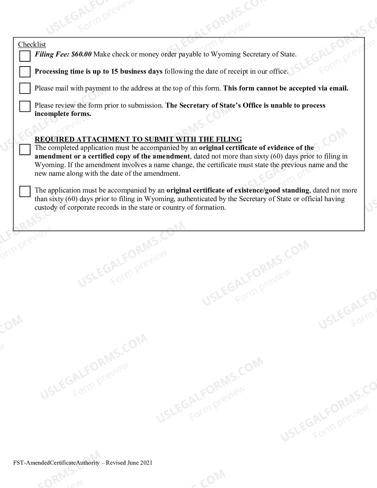 Preview Amended Certificate
