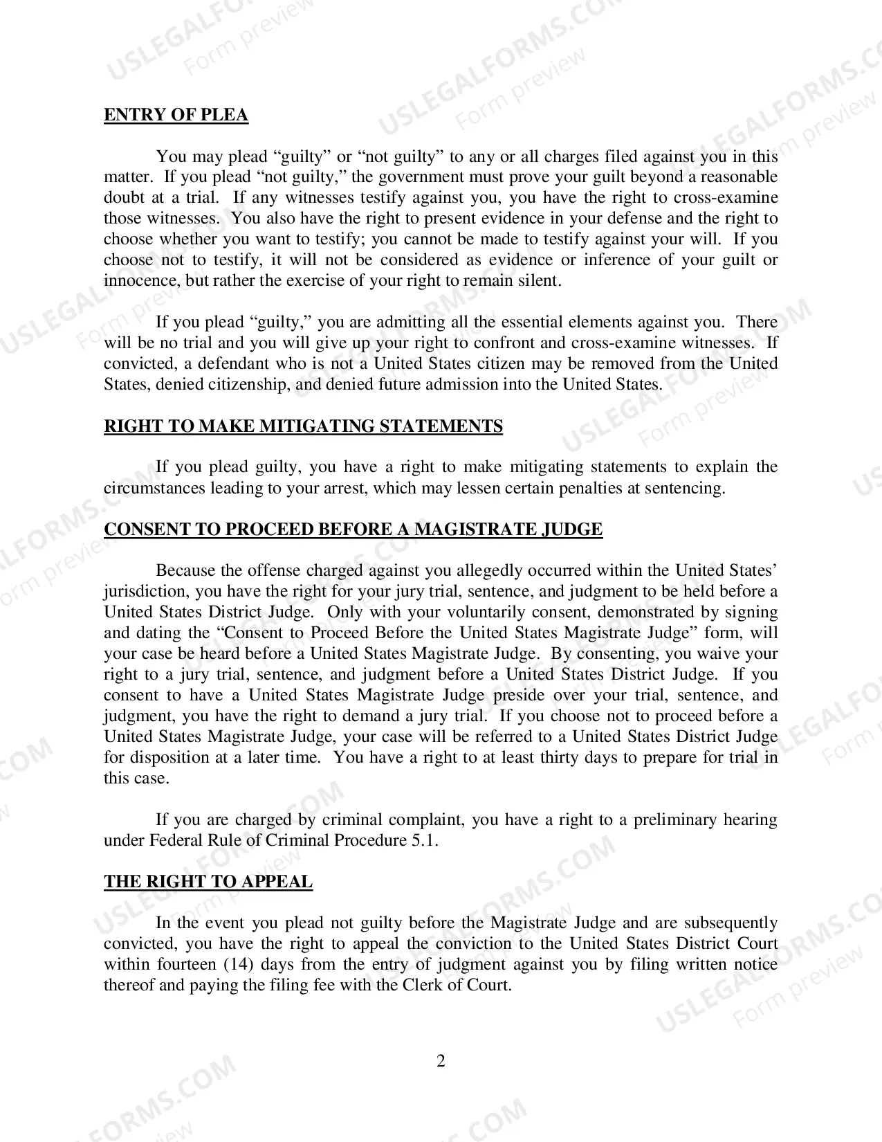 Preview Statement of Rights Class A