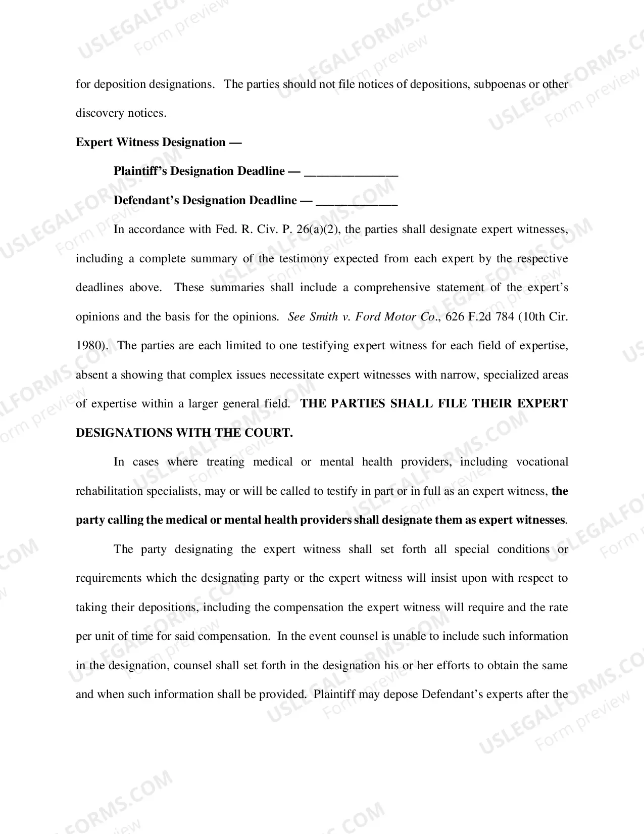 Preview Form of Initial PreTrial Order (updated 05/29/13)