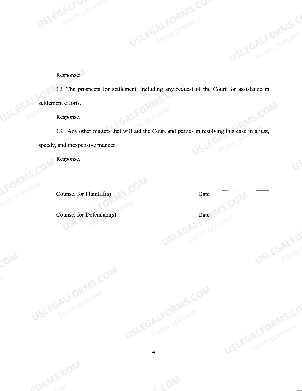 Preview GENERAL ORDER Setting Requirements for Initial PreTrial Conference for Cases Before the Honorable Nancy D. Freudenthal (adopted May 29, 2013)