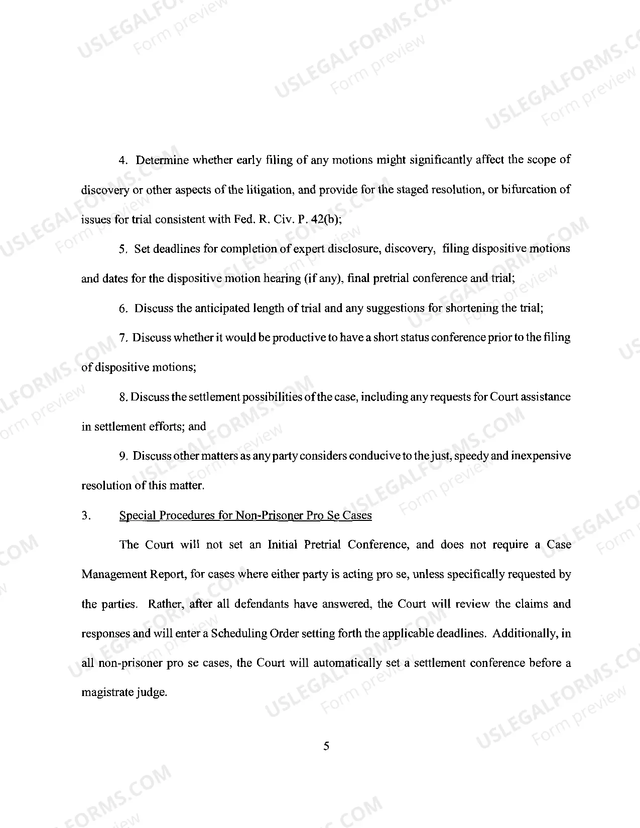 Preview GENERAL ORDER Setting Requirements for Initial PreTrial Conference for Cases Before the Honorable Nancy D. Freudenthal (adopted May 29, 2013)