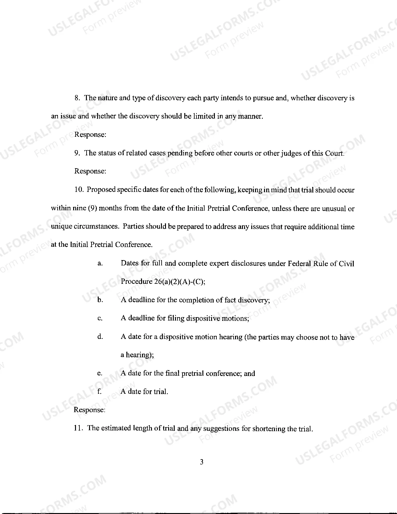 Preview GENERAL ORDER Setting Requirements for Initial PreTrial Conference for Cases Before the Honorable Nancy D. Freudenthal (adopted May 29, 2013)