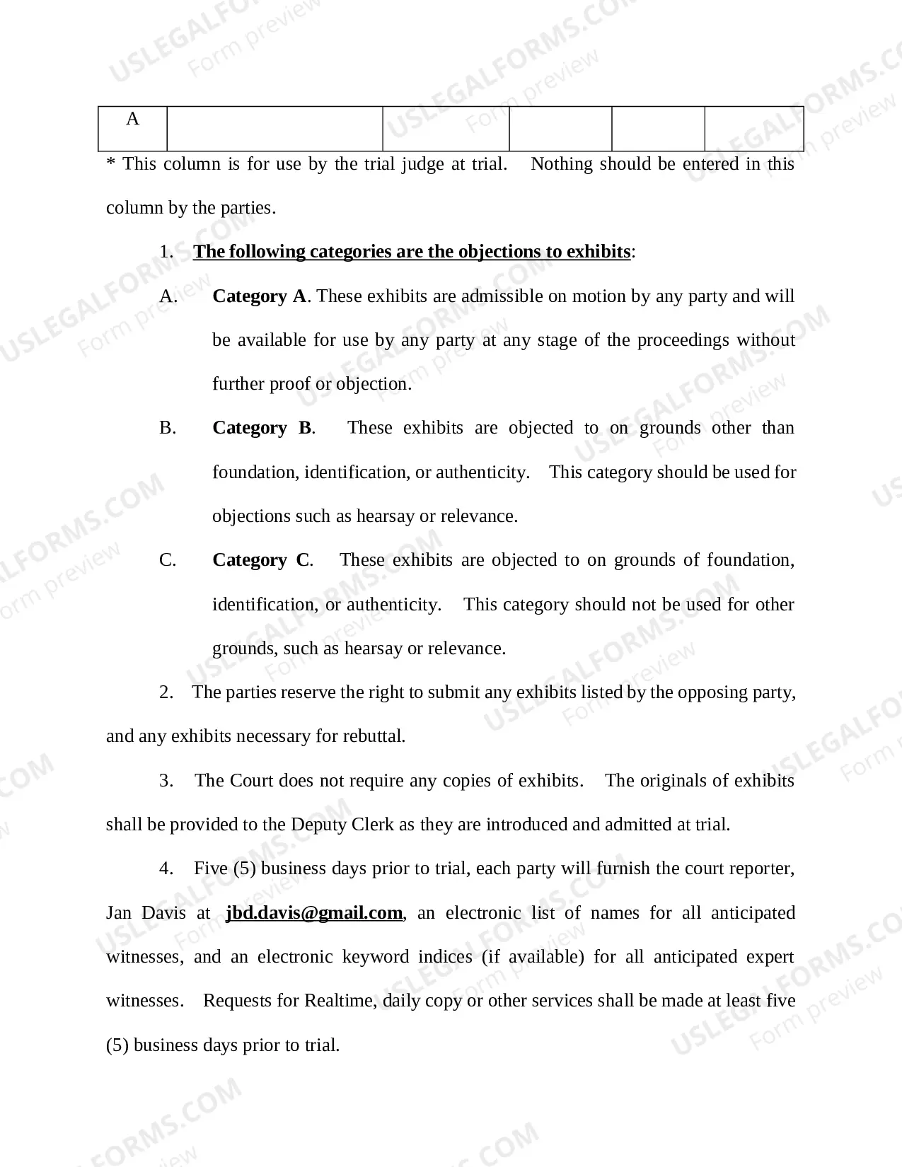 Preview Draft Form of Final PreTrial Order - Bench Trial DOC (updated 05/18/16)