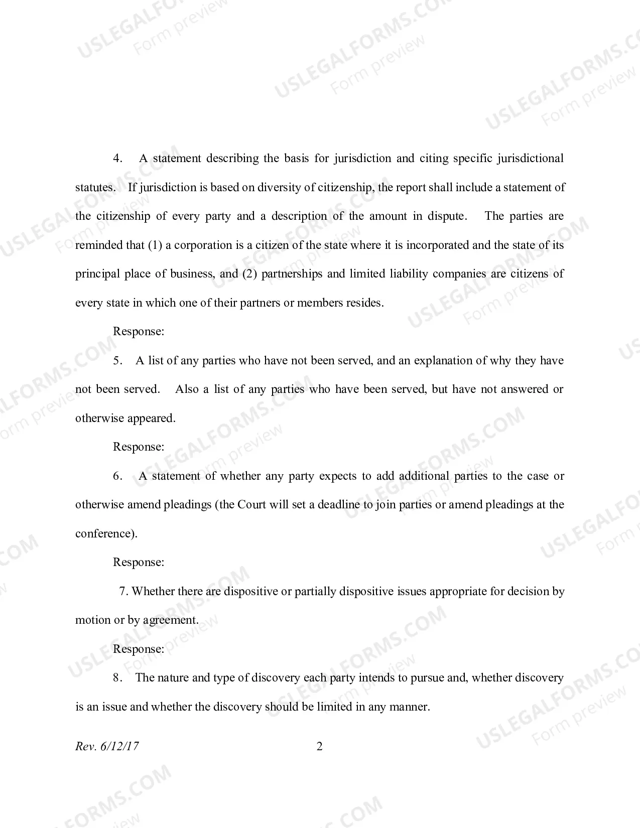 Preview FORM OF JOINT CASE MANAGEMENT PLAN - NM (posted 06/13/2017)