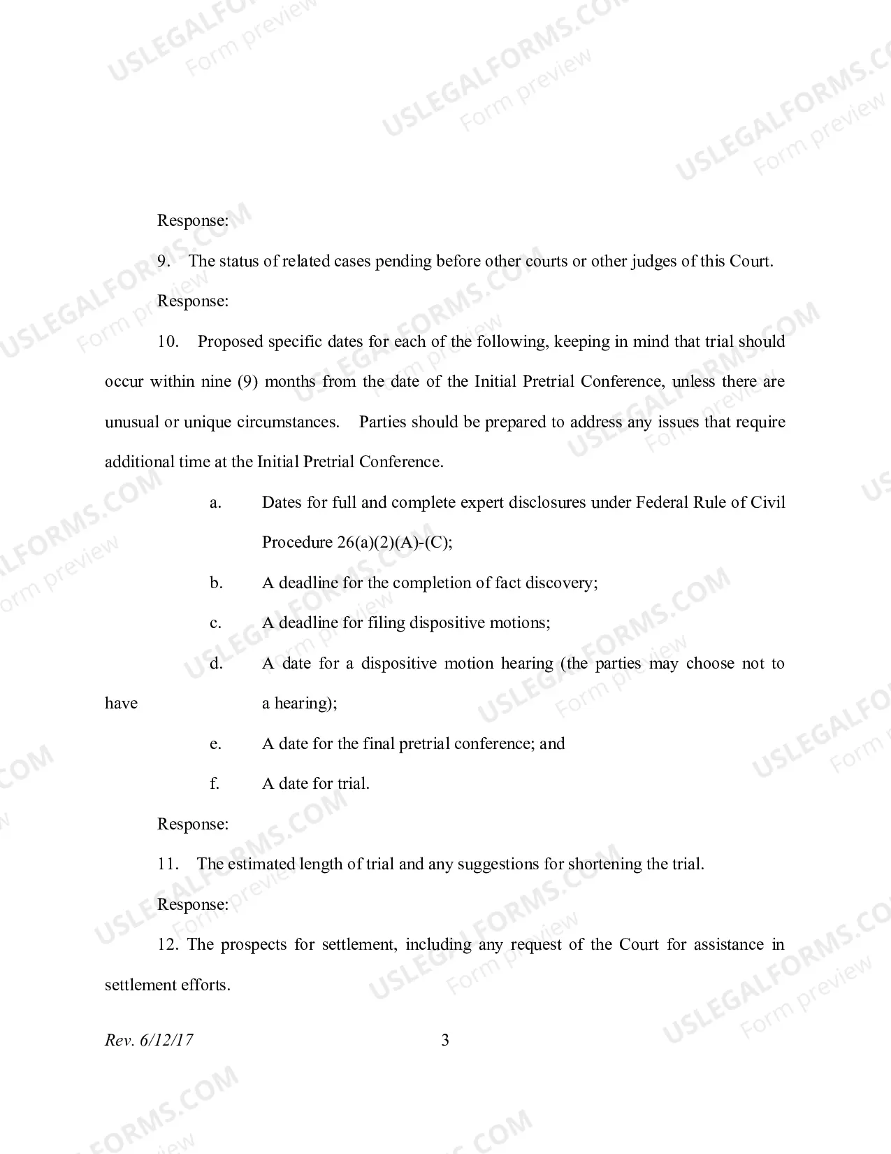 Preview FORM OF JOINT CASE MANAGEMENT PLAN - NM (posted 06/13/2017)