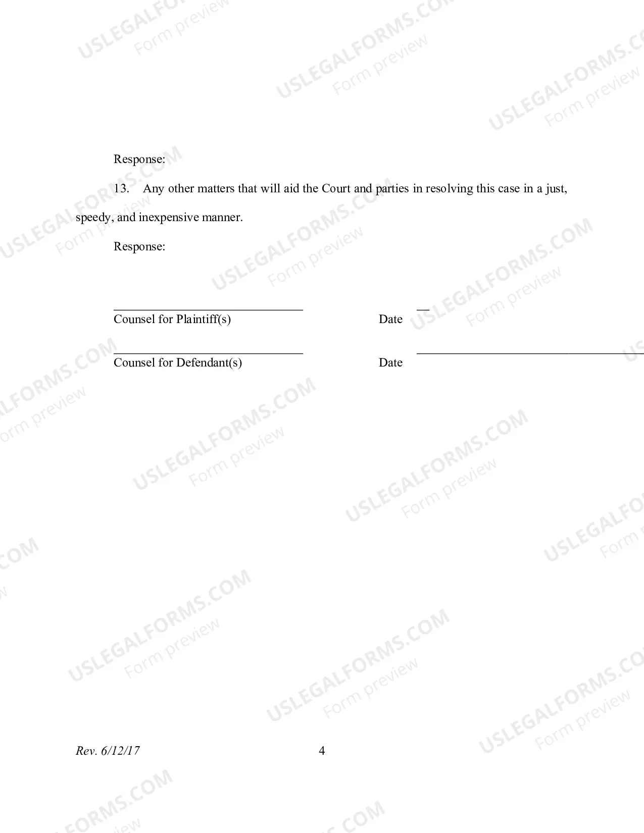 Preview FORM OF JOINT CASE MANAGEMENT PLAN - NM (posted 06/13/2017)
