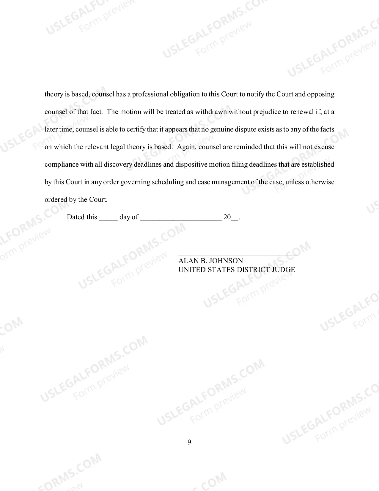Preview Appendix B Memorandum and Order Regarding Discovery Motions and Dispositive Motions, including Motions for Summary Judgment and Analogous Motions to Dismiss in Civil Cases.