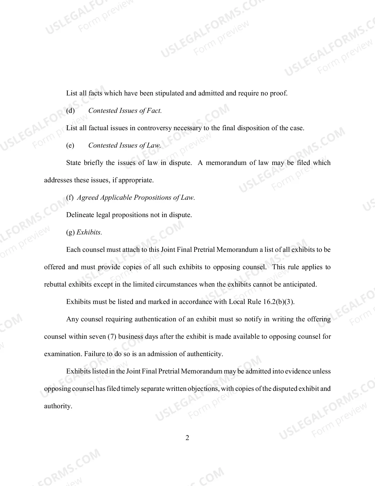 Preview Appendix C Joint Final Pretrial Memorandum.