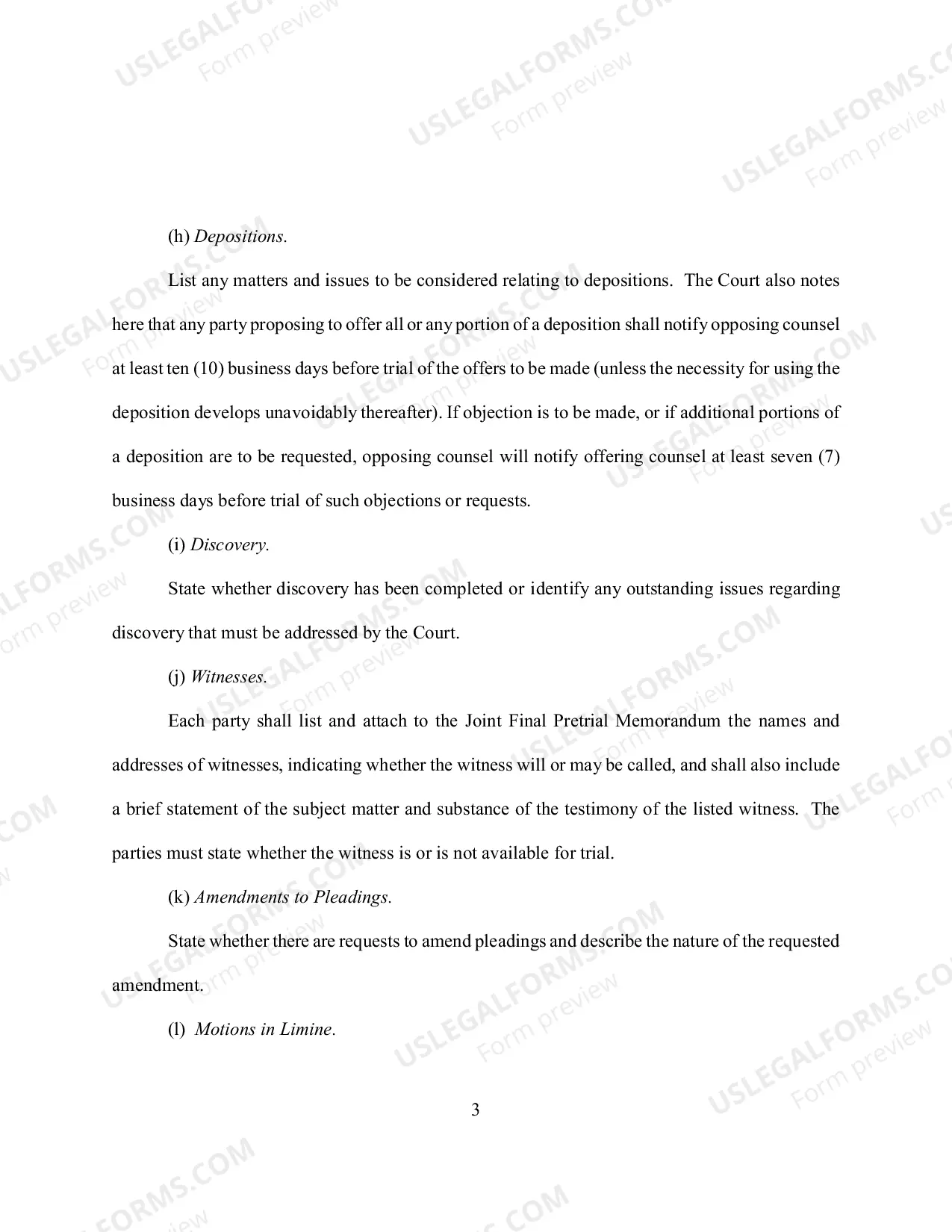 Preview Appendix C Joint Final Pretrial Memorandum.
