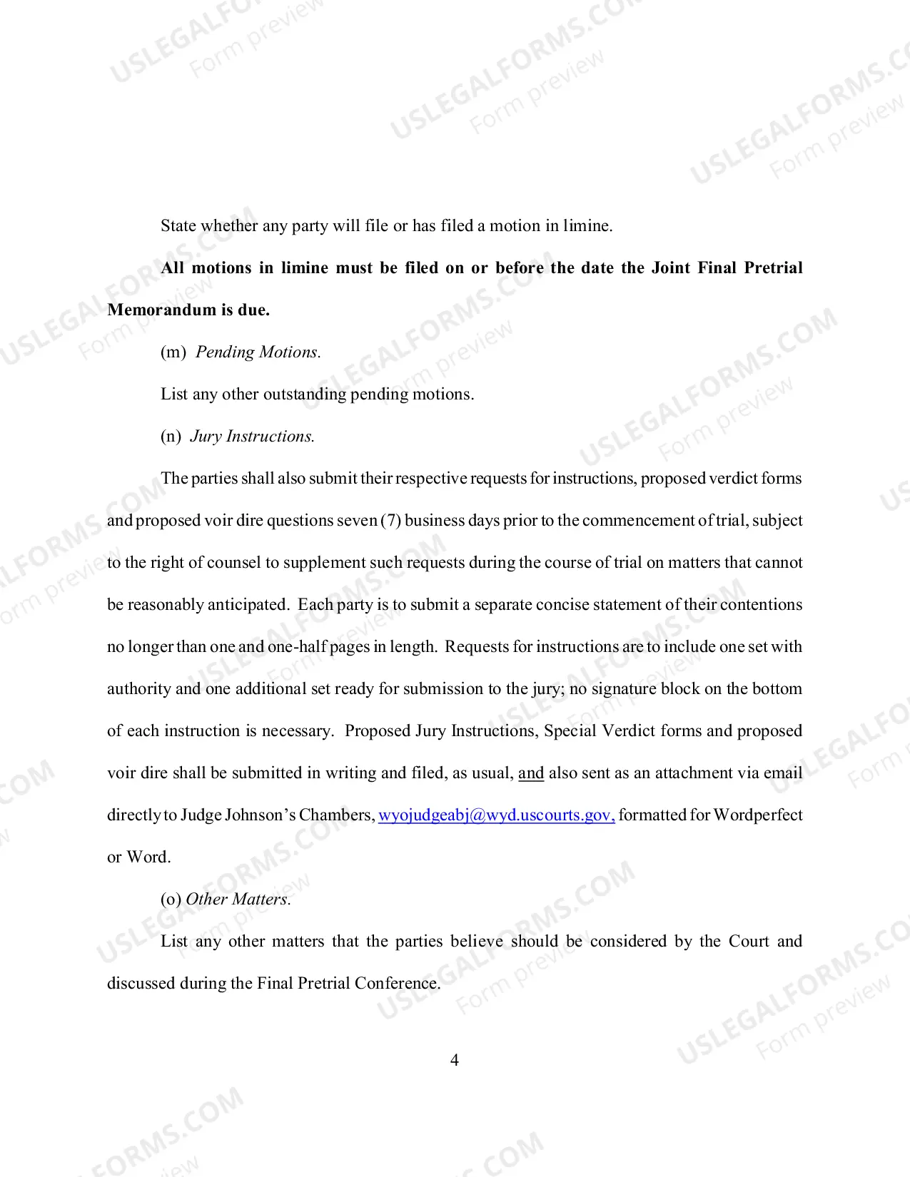 Preview Appendix C Joint Final Pretrial Memorandum.