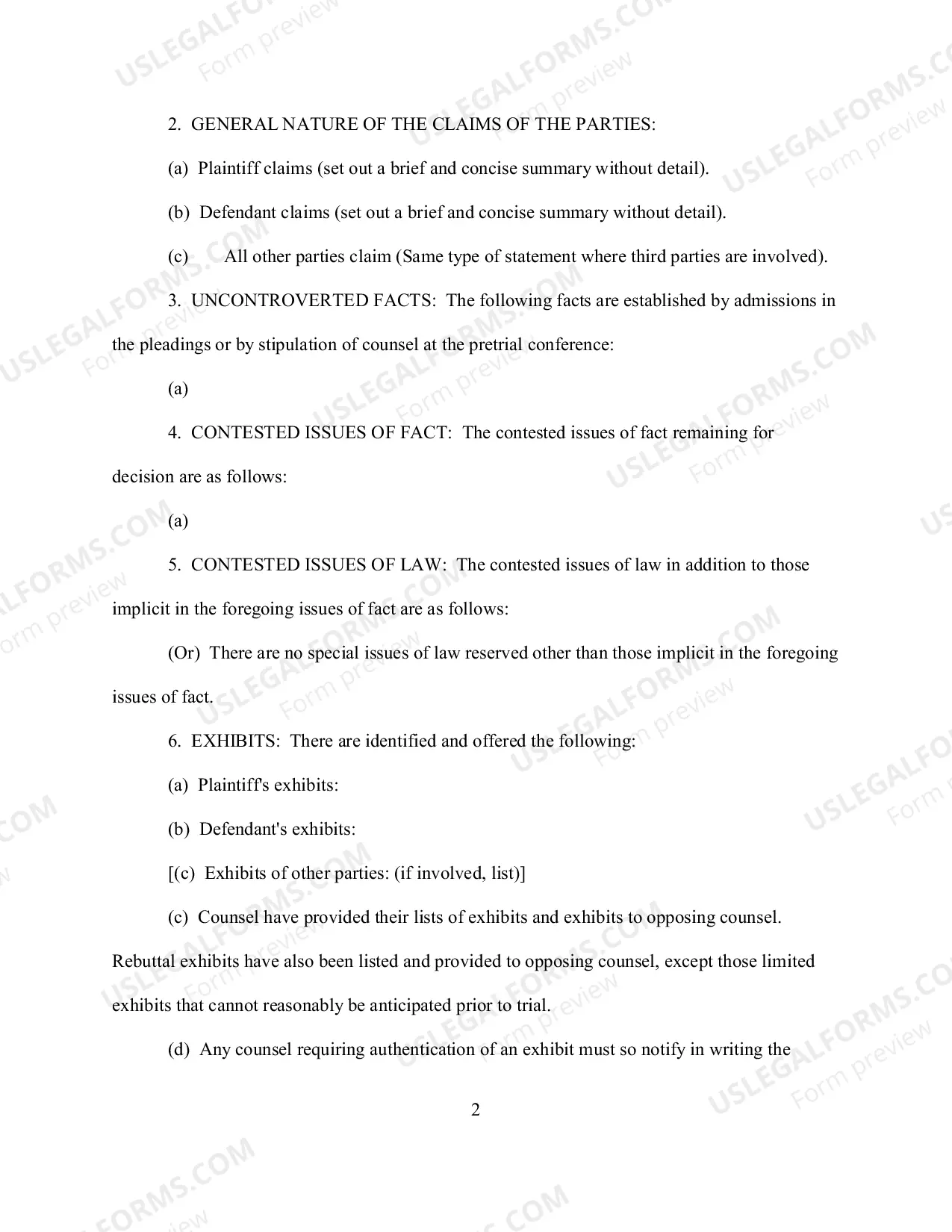 Preview Appendix D Order on Final Pretrial Conference.