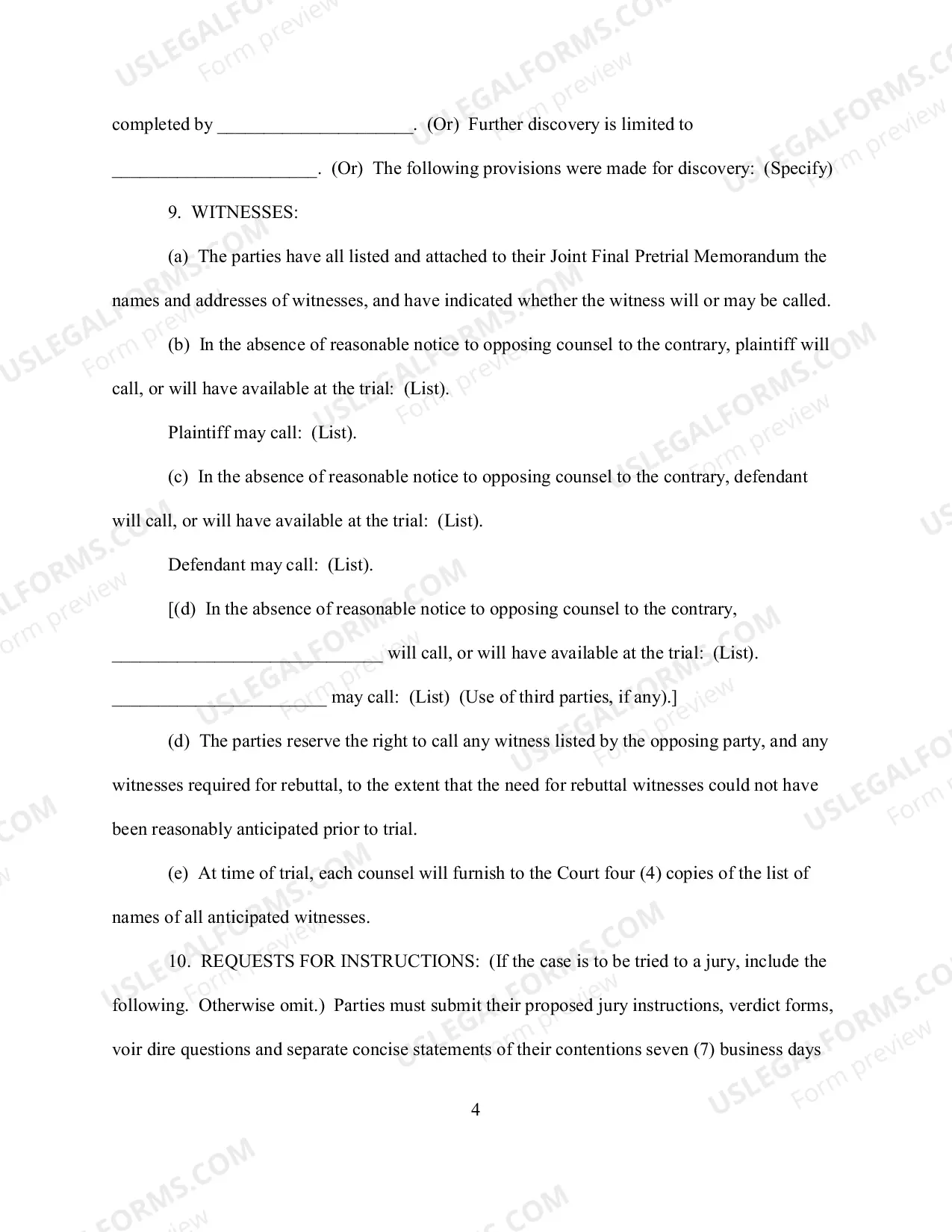 Preview Appendix D Order on Final Pretrial Conference.