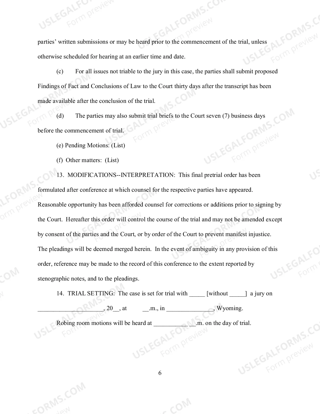 Preview Appendix D Order on Final Pretrial Conference.