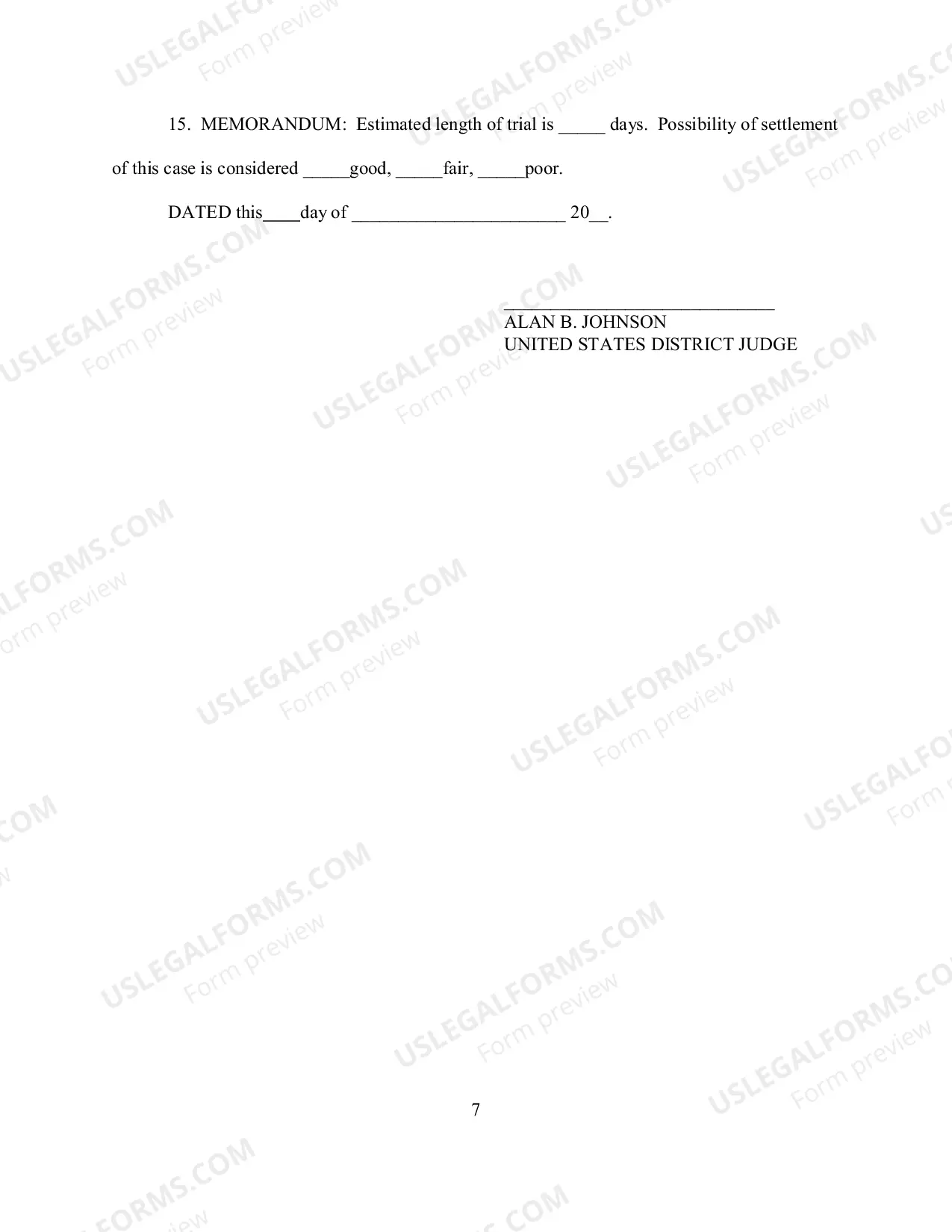 Preview Appendix D Order on Final Pretrial Conference.