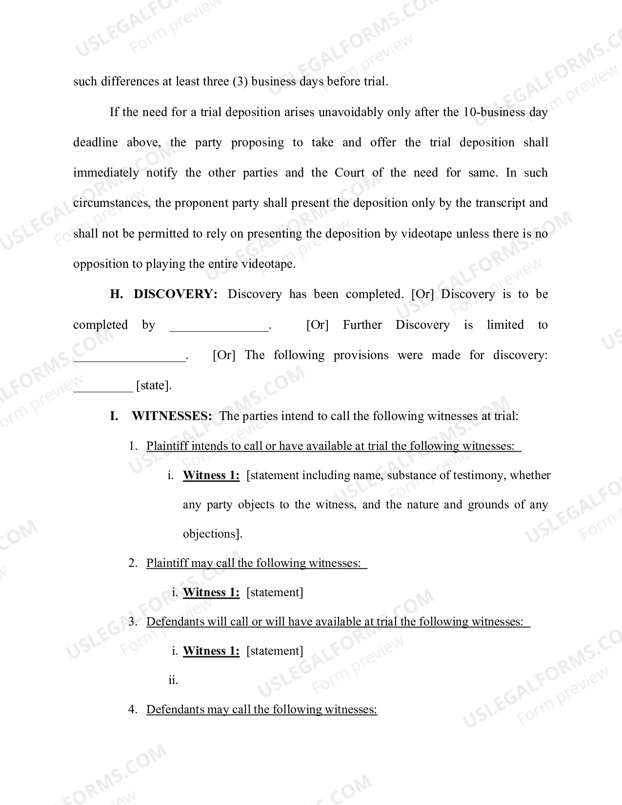 Preview Draft Form of Final PreTrial Order - Jury Trial (revised 1/18/2017)