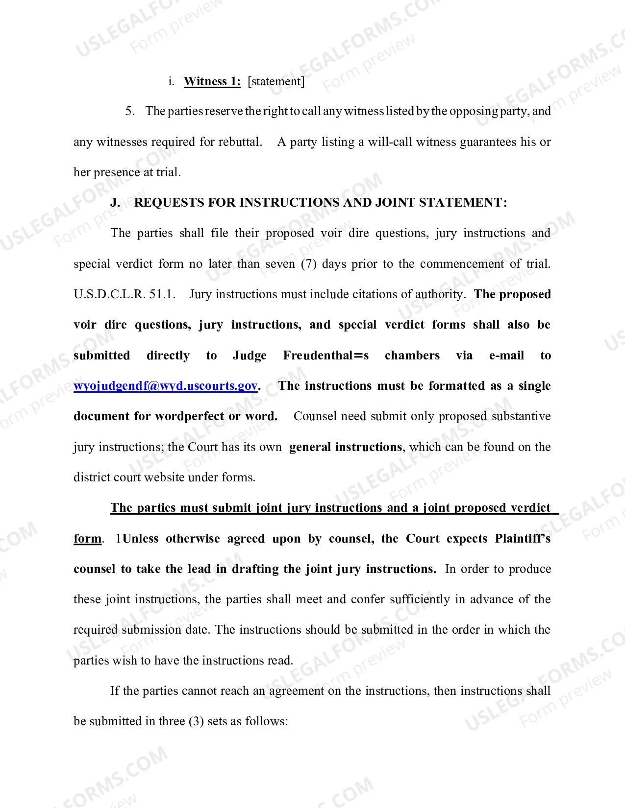 Preview Draft Form of Final PreTrial Order - Jury Trial (revised 1/18/2017)