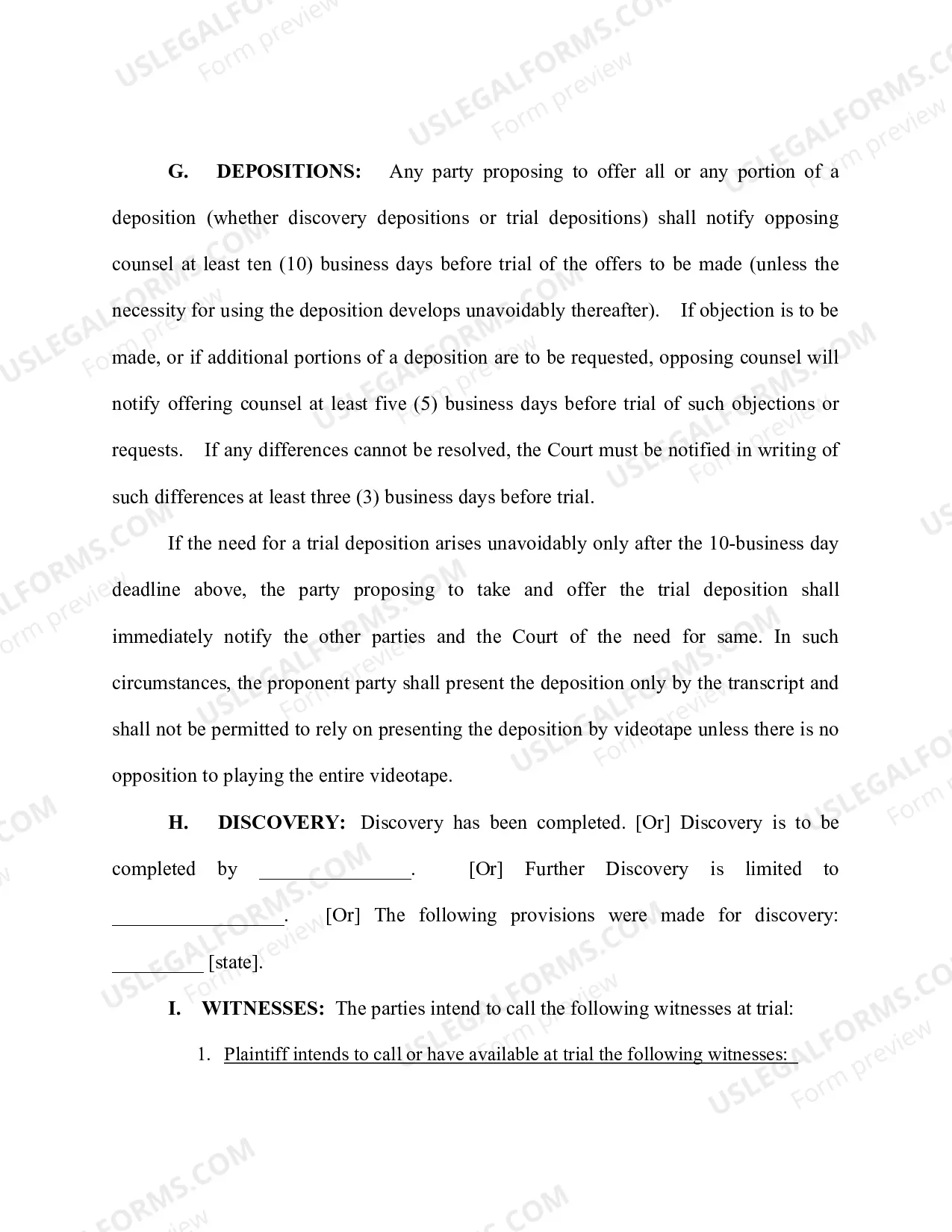 Preview Draft Form of Final PreTrial Order - Bench Trial (revised 5/11/2016)