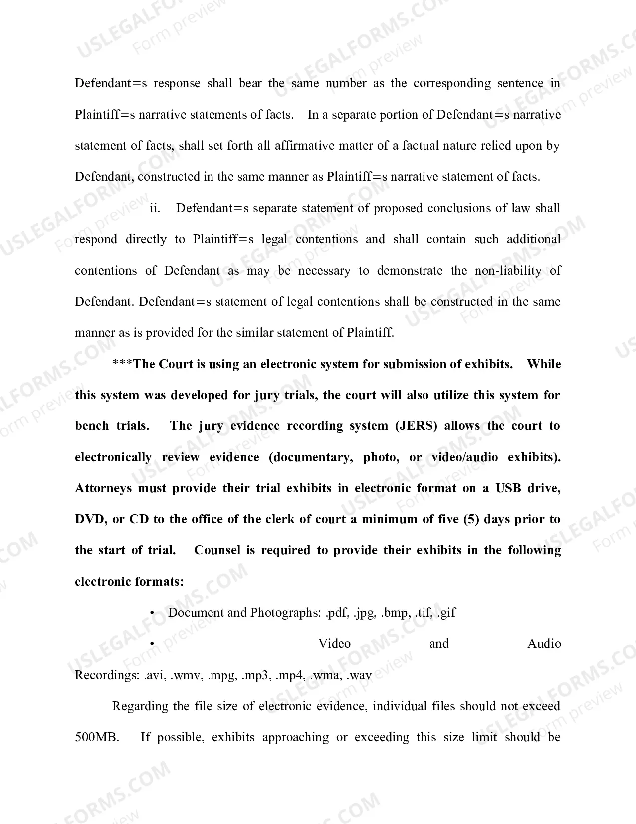 Preview Draft Form of Final PreTrial Order - Bench Trial (revised 5/11/2016)