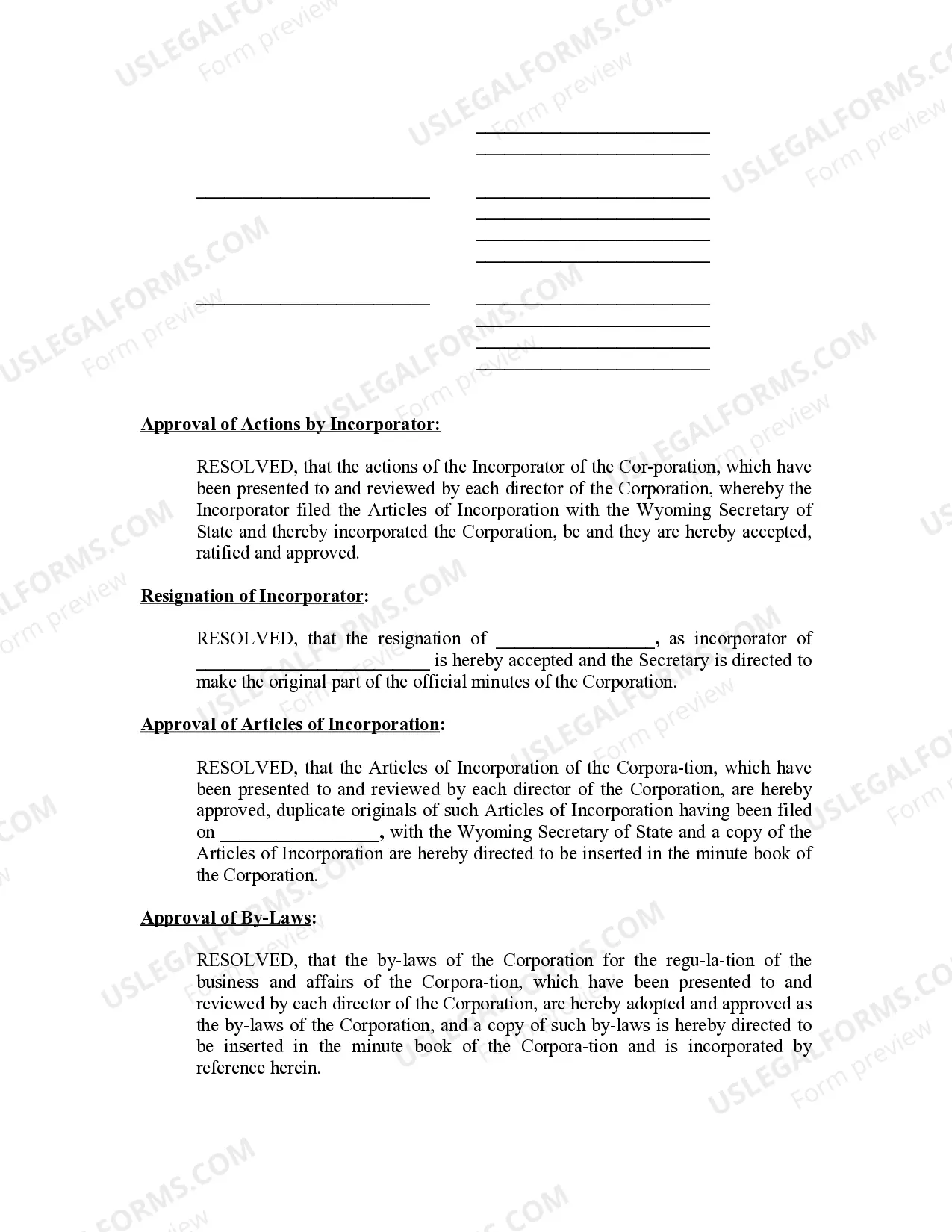 Preview Minutes for Organizational Meeting