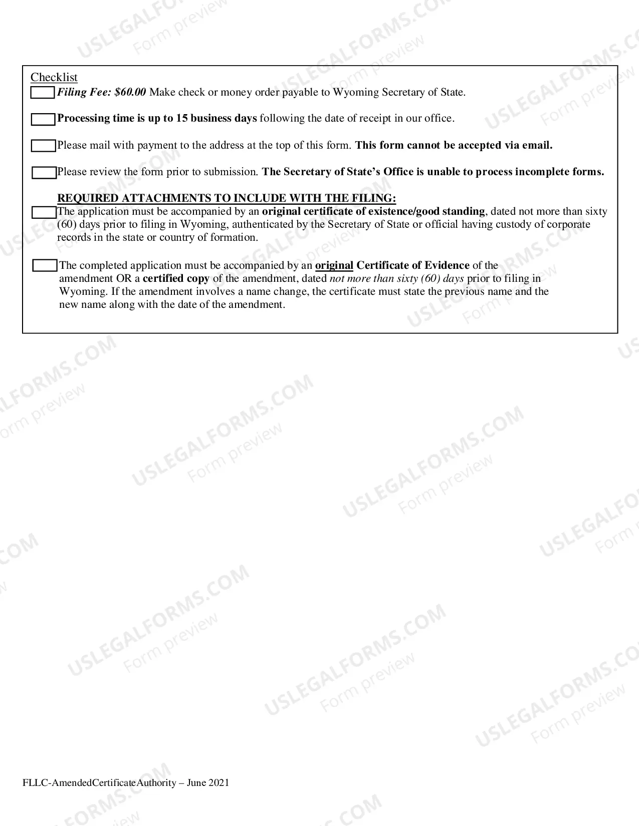 Preview Amended Certificate