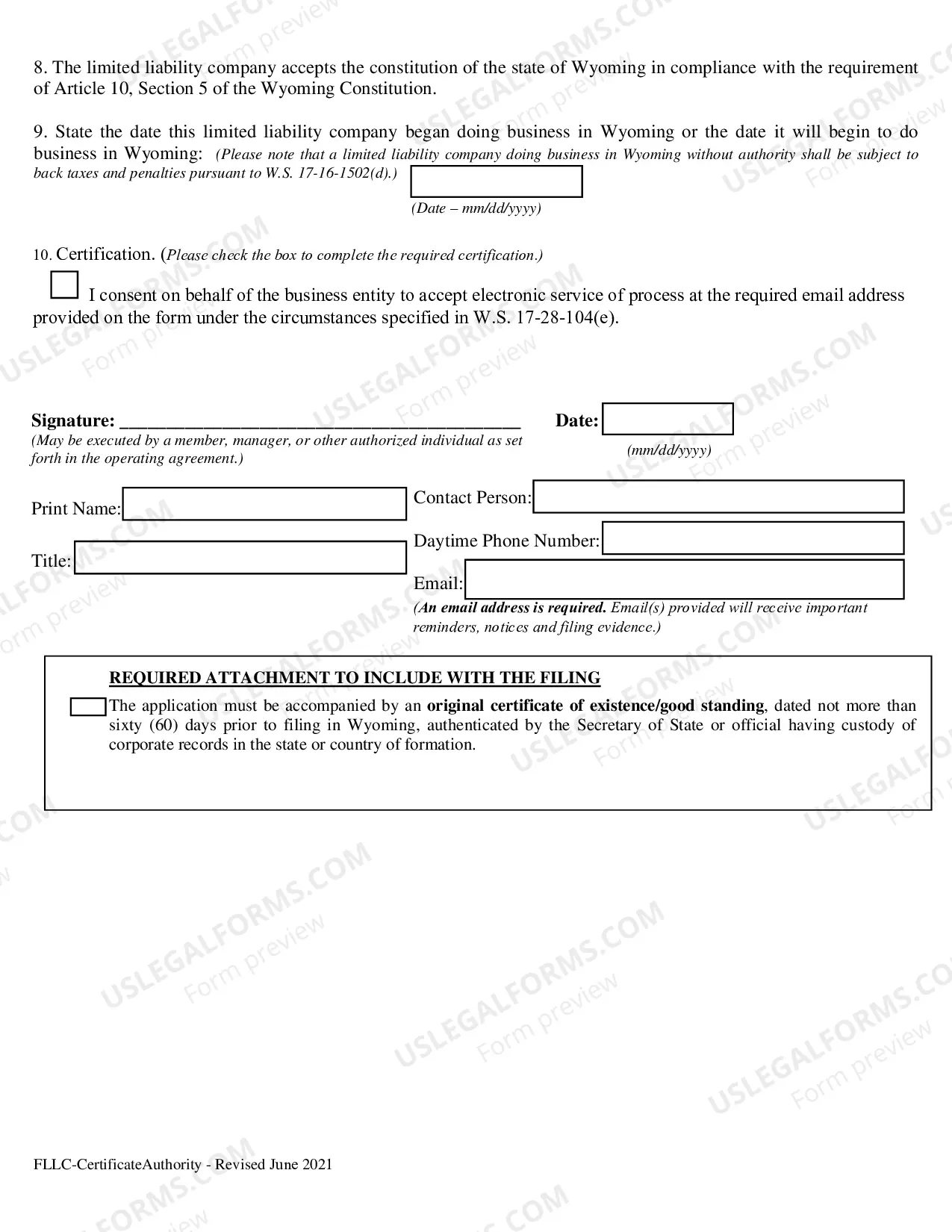 Preview Certificate of Authority
