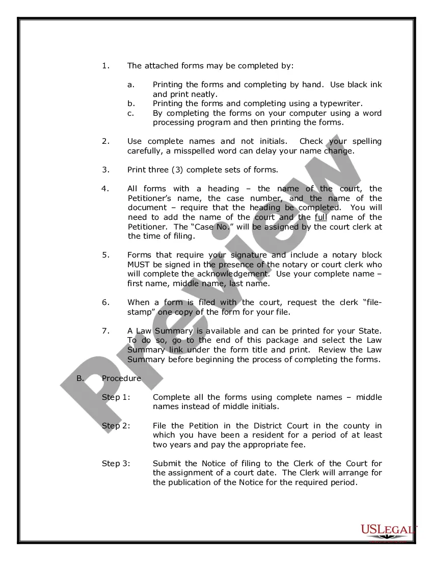 Preview Wyoming Name Change Instructions and Forms Package for a Minor