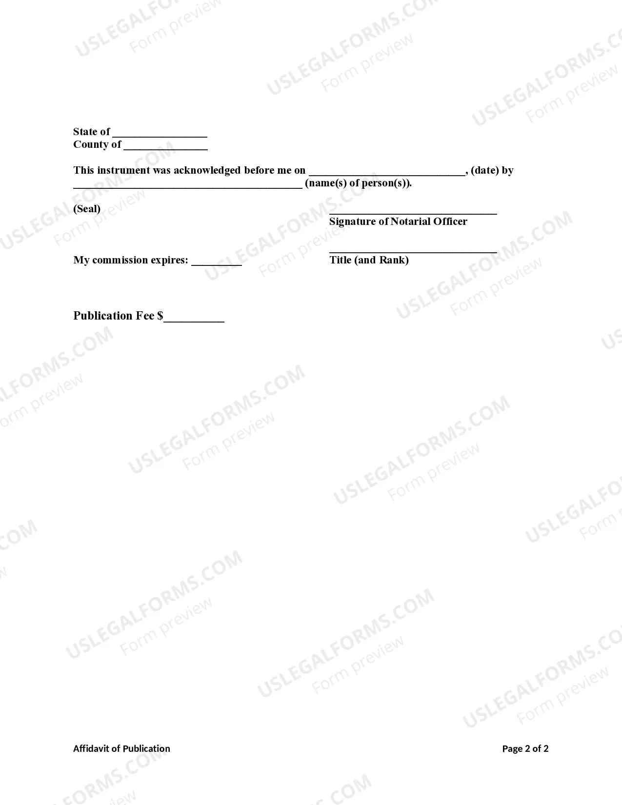Preview Notice of Publication for Name Change - Adult