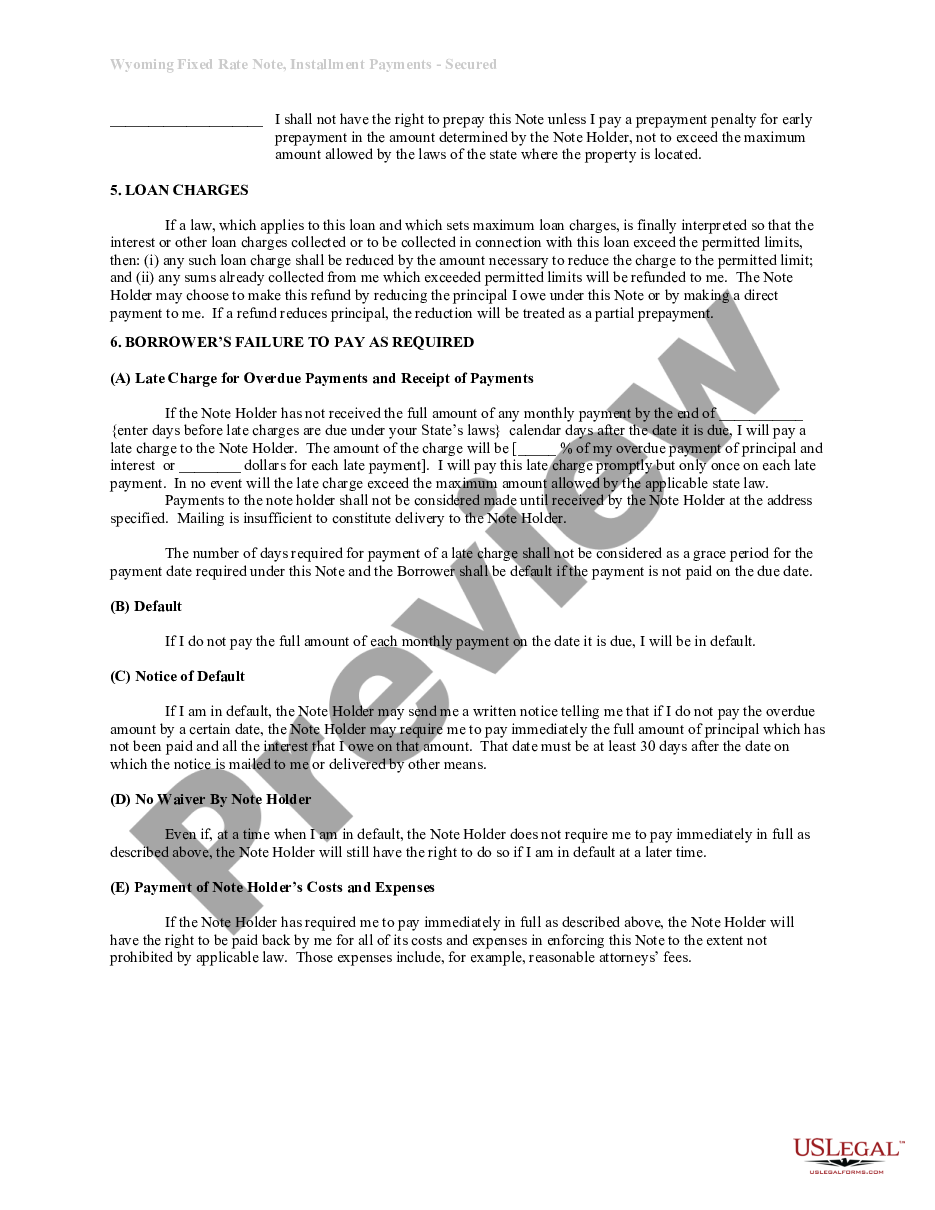 page 1 Promissory Note with Installment Payments and Fixed Rate preview