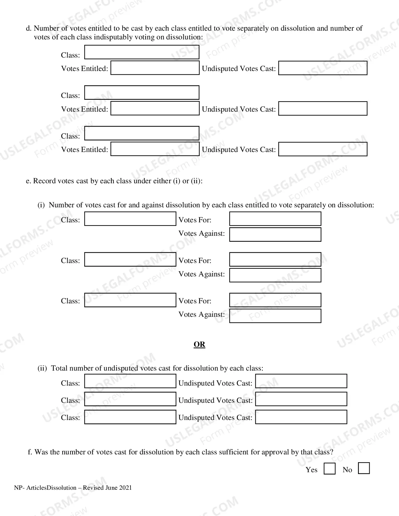 Preview Dissolution of Articles