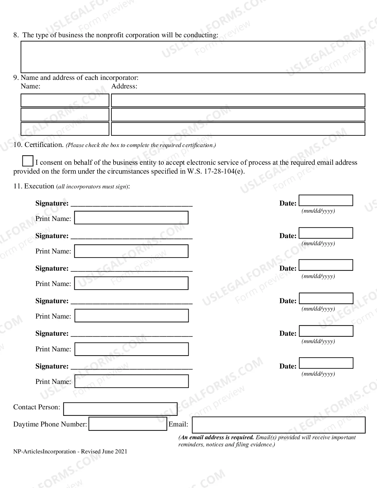 Preview Incorporation Articles