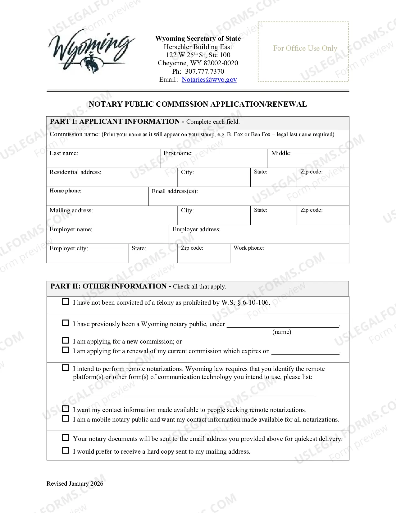 Preview Notary Public Commission Application