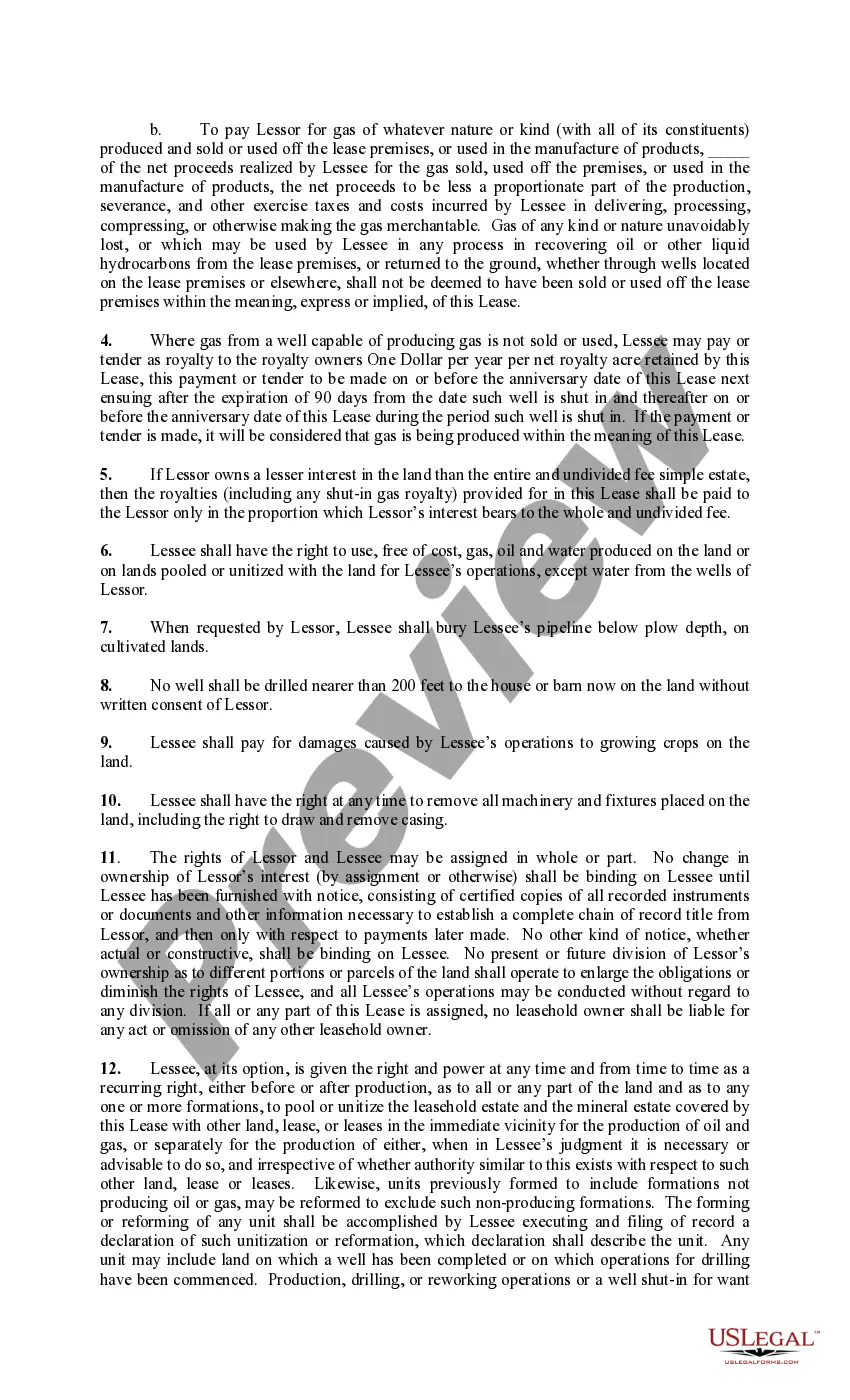 Preview Paid Up Lease Pooling Provision