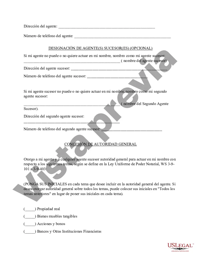 Preview Poder general duradero para la propiedad y las finanzas o efectivo financiero en caso de incapacidad